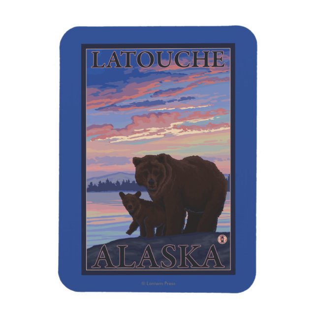 Magnet Flexible Ours et cub - Latouche, Alaska (Vertical)