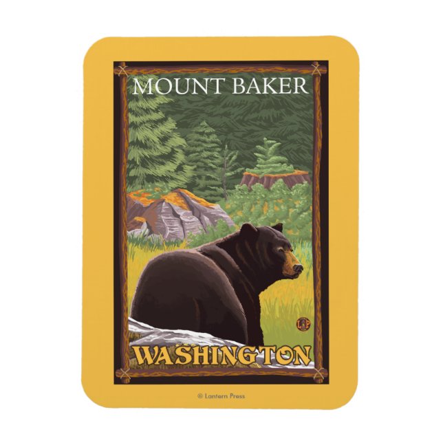 Magnet Flexible Ours noir en forêt - Mount Baker, Washington (Vertical)