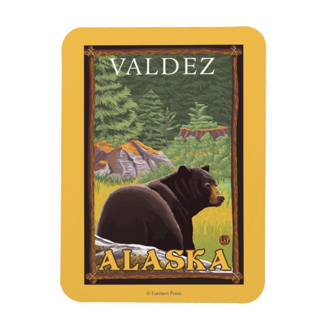 Magnet Flexible Ours noir en forêt - Valdez, Alaska (Vertical)