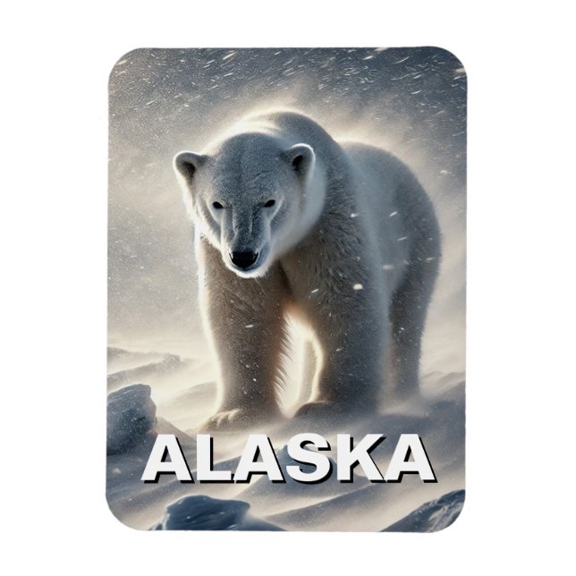 Magnet Flexible Ours polaire de l'Alaska tempête de neige (Vertical)