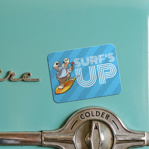 Magnet Flexible Ours polaire de surf Cartoon avec cocktail La vagu