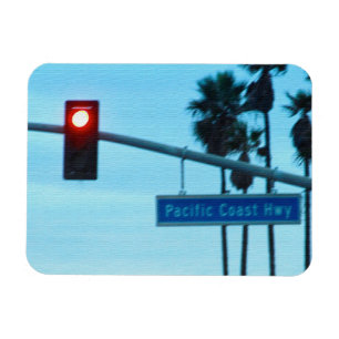 Magnet Flexible Pacific Coast Highway Sign California Beach Sky