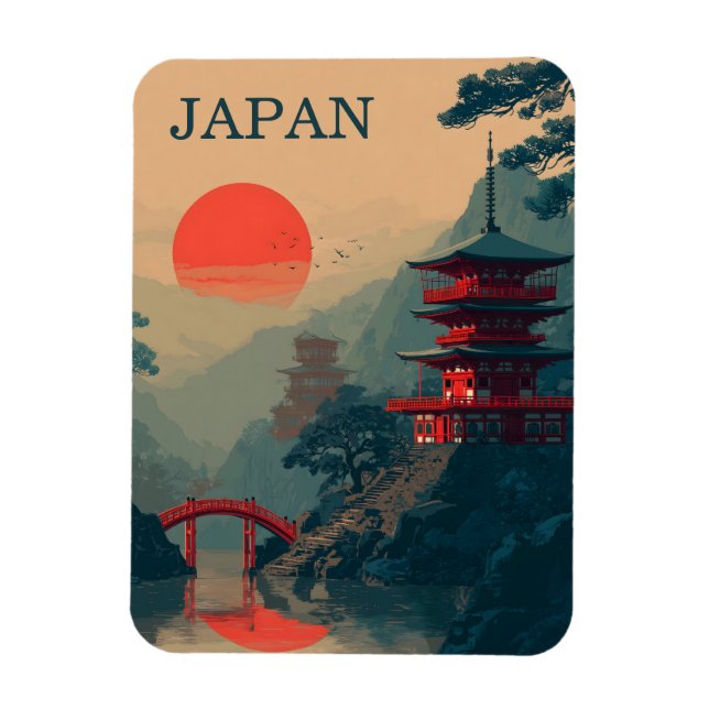 Magnet Flexible Pagode japonaise vintage (Vertical)