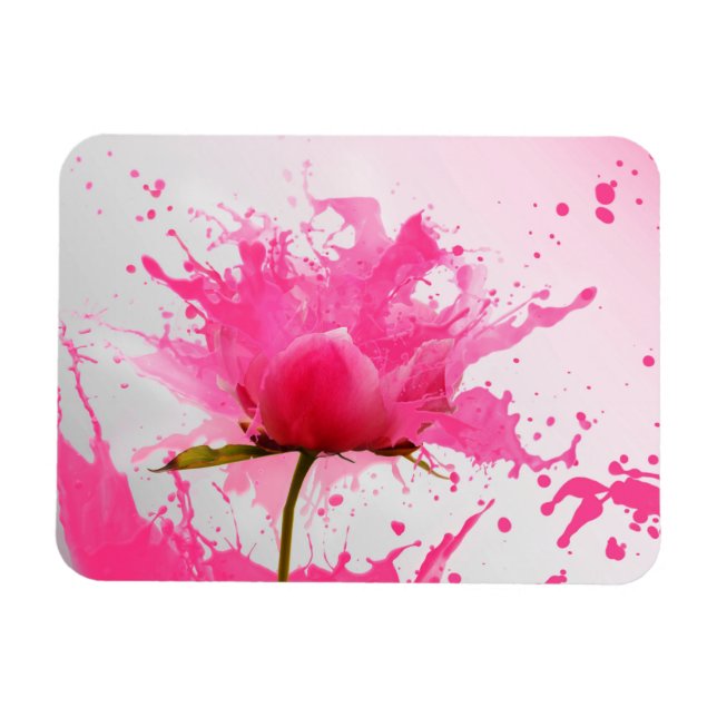 Magnet Flexible Paint Splatter Abstrait Fleur Rose (Horizontal)
