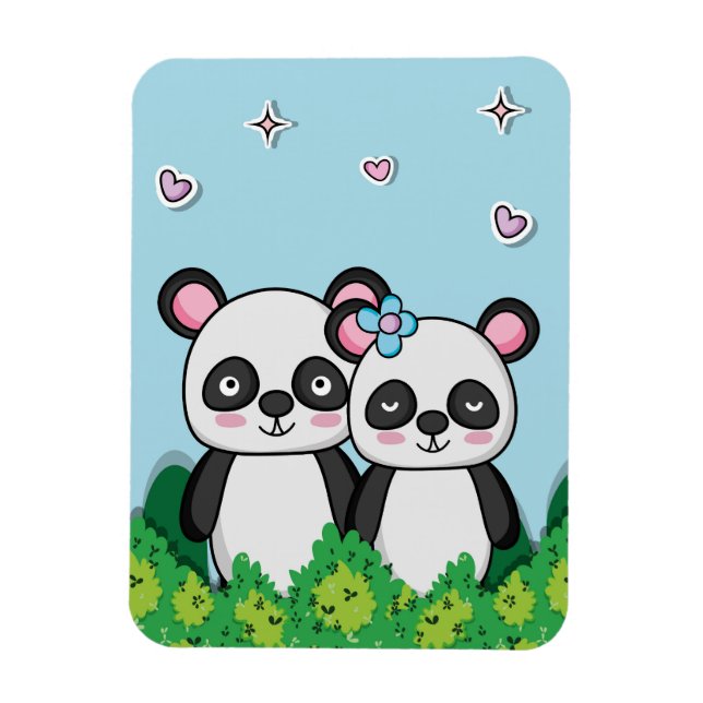 Magnet Flexible Paire de Pandas (Vertical)