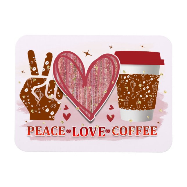 Magnet Flexible Paix Amour Café (Horizontal)