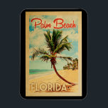Magnet Flexible Palm Beach Floride Palm Tree Beach Vintage voyage<br><div class="desc">Palm Beach Florida design de style Vintage voyage avec un palmier sur la plage avec océan et ciel.</div>