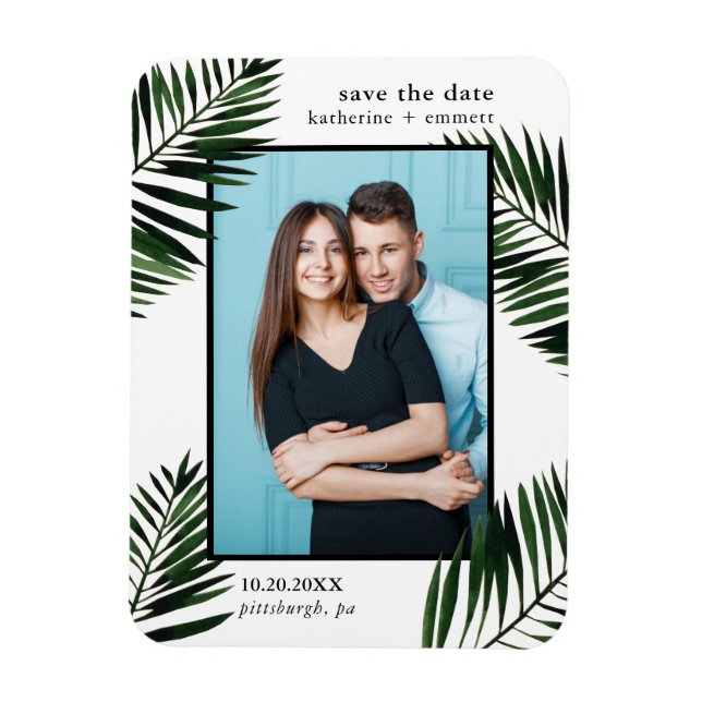 Magnet Flexible Palm Feuilles Enregistrer la date Mariage photo (Vertical)