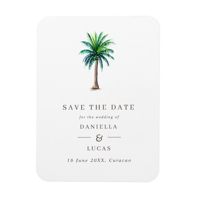 Magnet Flexible Palm Tree Destination Wedding Enregistrer la date (Vertical)