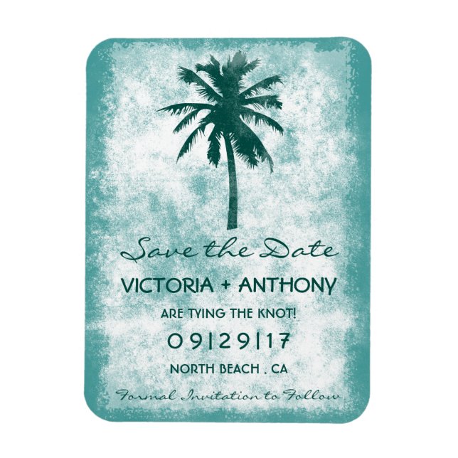 Magnet Flexible Palm Tree Plage Tropical Mariage Enregistrer La Da (Vertical)