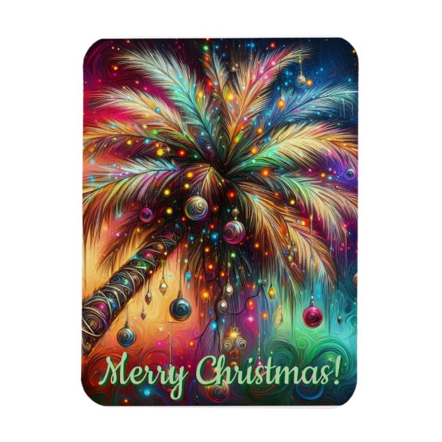 Magnet Flexible Palmier de Noël Whimsical Tropical Beach Vivid (Vertical)