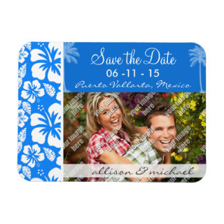 Magnet Flexible Palmier d'été ; Hibiscus bleu bleu bleu bleu azur