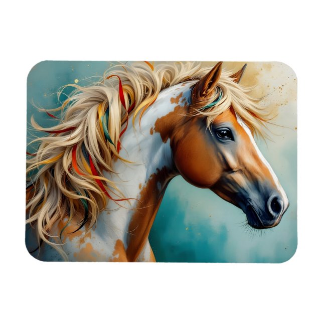 Magnet Flexible Palomino Peinture Mustang Portrait (Horizontal)