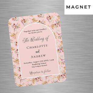 Magnet Flexible Pampas fleurs d'herbe faire-part de mariage d'or r