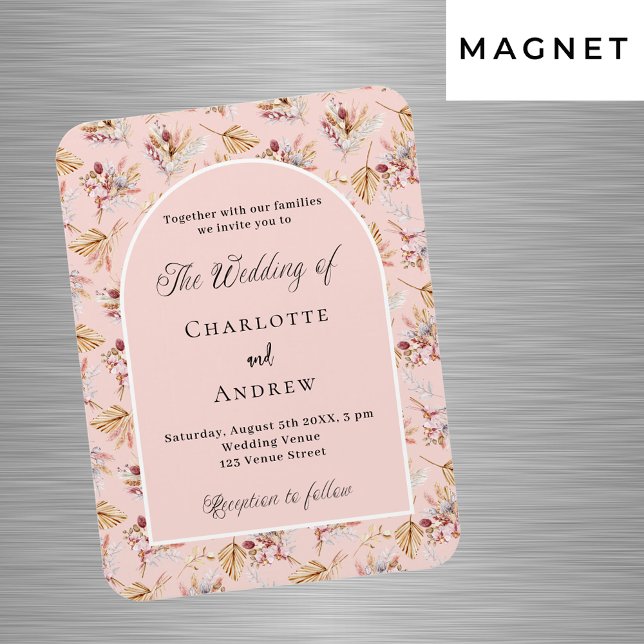 Magnet Flexible Pampas fleurs d'herbe faire-part de mariage d'or r (Créateur téléchargé)