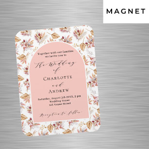 Magnet Flexible Pampas herbe rose or faire-part de mariage