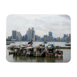 Magnet Flexible Panama City Skyline Avec Bateaux De Pêche