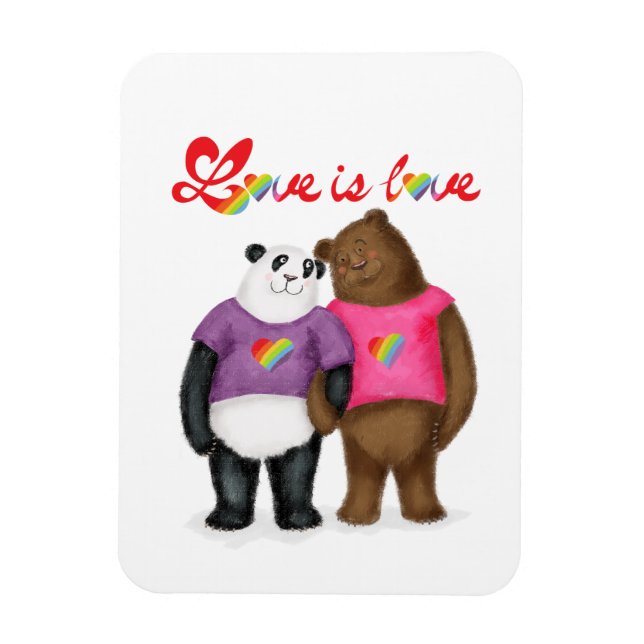 Magnet Flexible Panda mignonne et ours brun aimant "l'amour c'est  (Vertical)