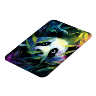 Magnet Flexible Panda Peeking Bamboo Aquarelle