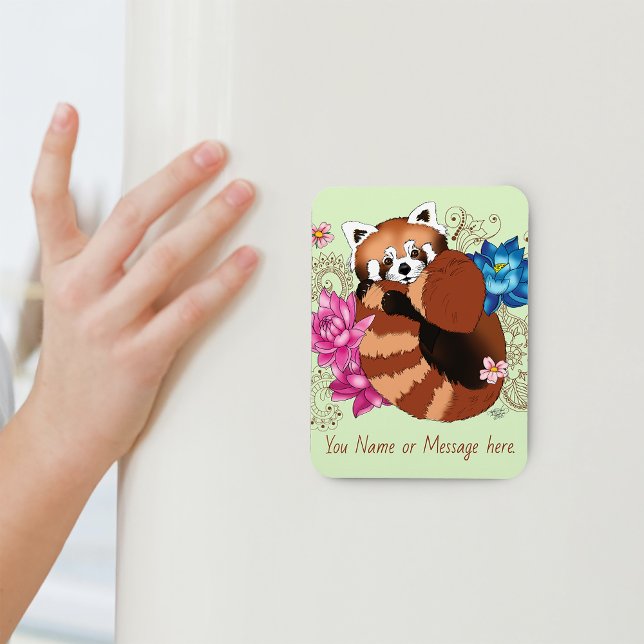 Magnet Flexible Panda Rouge Lotus Fleurs Henné (Créateur téléchargé)
