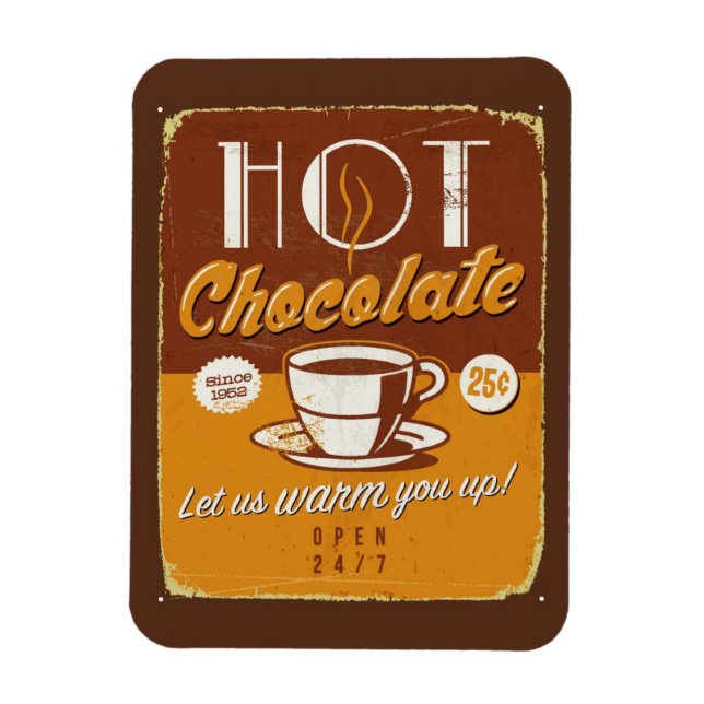 Magnet Flexible Panneau métallique vintage - Chocolat chaud (Vertical)