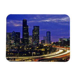 Magnet Flexible panorama de Seattle, Washington la nuit
