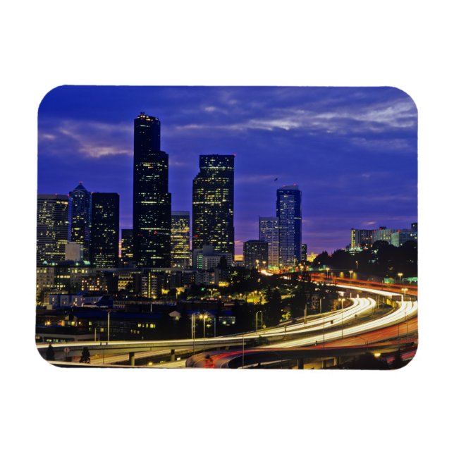 Magnet Flexible panorama de Seattle, Washington la nuit (Horizontal)