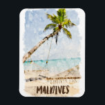 Magnet Flexible Panorama tropical sur la plage des Maldives<br><div class="desc">Beau paysage des Maldives montrant la plage extraordinaire et les palmiers de l'île dans l'océan Indien. Il fonctionne comme un souvenir de vacances et une idée cadeau pour chaque touriste.</div>