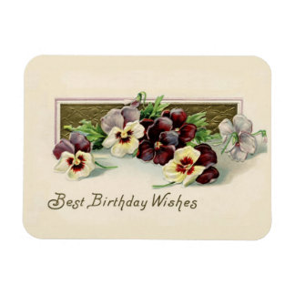 Magnet Flexible Pansies vintages Voeux d'anniversaire