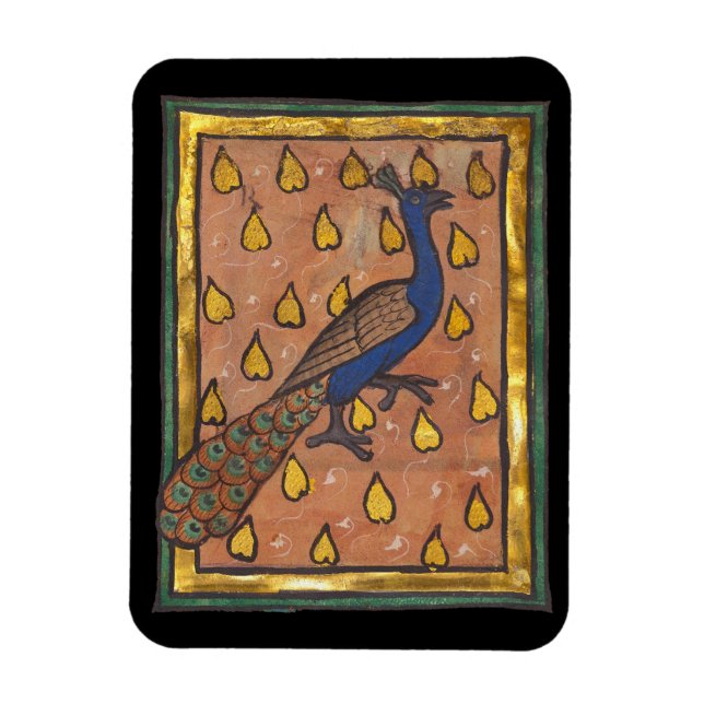 Magnet Flexible Paon du bestiaire médiéval c. 1270 (Vertical)