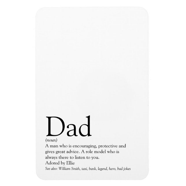 Magnet Flexible Papa, Daddy, Définition de père noir et blanc (Vertical)