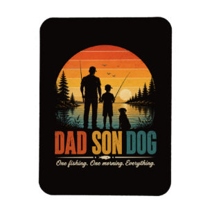 Magnet Flexible Papa Fils Chien Pêche Matin