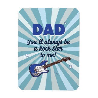 Magnet Flexible Papa Star du Rock Guitare Électrique Bleue Cool
