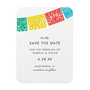 Magnet Flexible Papel moderne Picado Mariage Enregistrer La Date