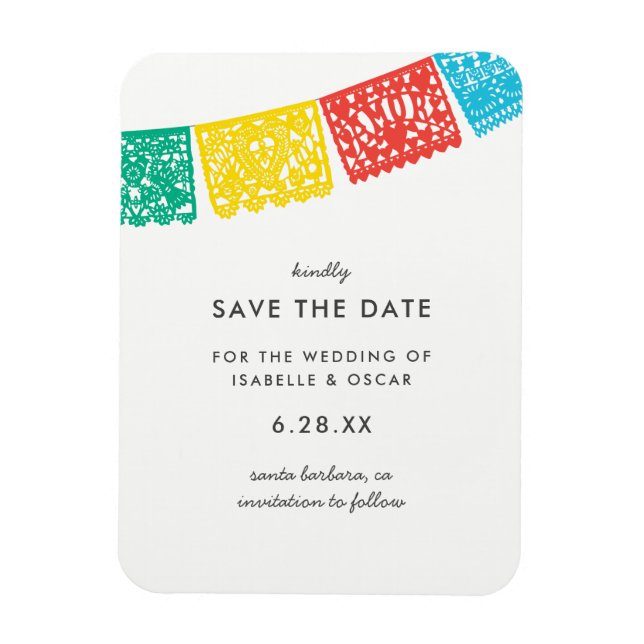 Magnet Flexible Papel moderne Picado Mariage Enregistrer La Date (Vertical)