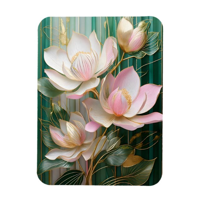 Magnet Flexible Papier peint en fleurs japonais Magnolia Art (Vertical)