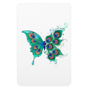 Magnet Flexible Papillon aux plumes de paon vert