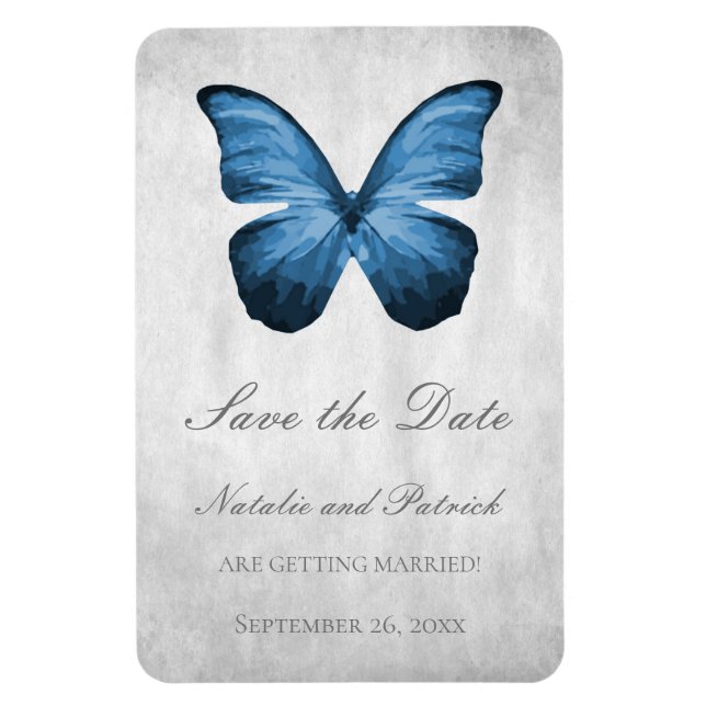 Magnet Flexible Papillon bleu Enregistrer l'aimant de date (Vertical)