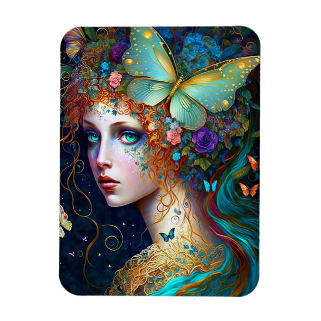 Magnet Flexible Papillon Fairy Elf Lady Imaginaire Art (Vertical)