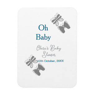 Magnet Flexible Papillon gris bleu baby shower oh bébé moderne tex