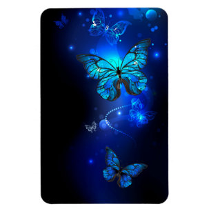 Magnet Flexible Papillon Morpho sur fond sombre