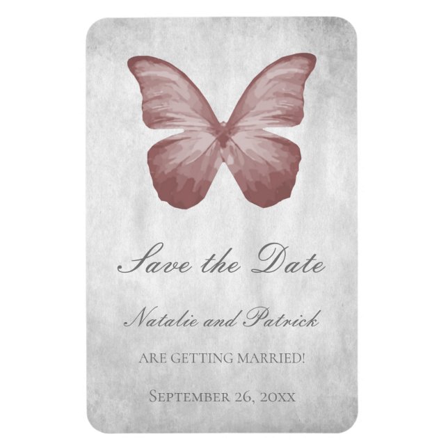 Magnet Flexible Papillon rose Enregistrer l'aimant de date (Vertical)