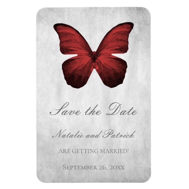Magnet Flexible Papillon rouge Enregistrer l'aimant de date (Vertical)