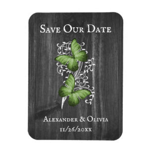 Magnet Flexible Papillon Rustique Vert Enregistrer l'aimant Date
