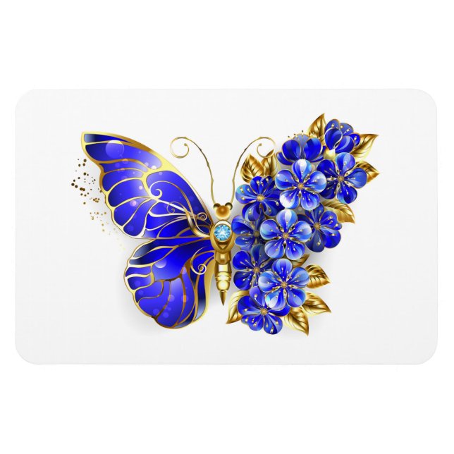 Magnet Flexible Papillon Saphir Fleur (Horizontal)