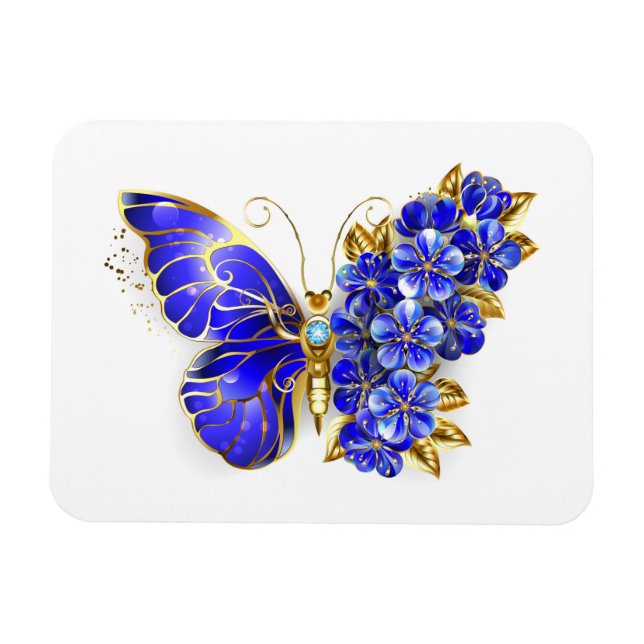 Magnet Flexible Papillon Saphir Fleur (Horizontal)