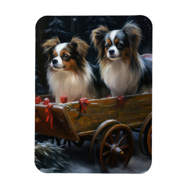 Magnet Flexible Papillon Traîneau enneigé Décor de Noël  (Vertical)