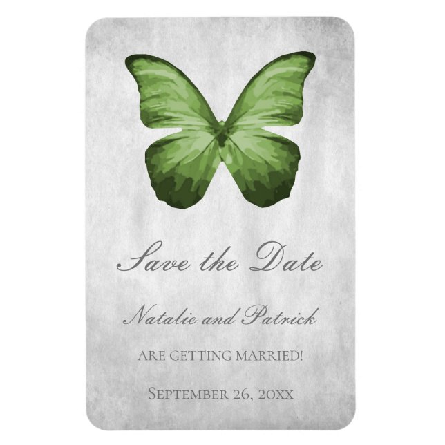 Magnet Flexible Papillon vert Enregistrer l'aimant de date (Vertical)