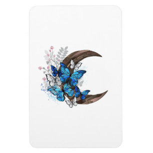 Magnet Flexible Papillons bleus sur croissant en bois