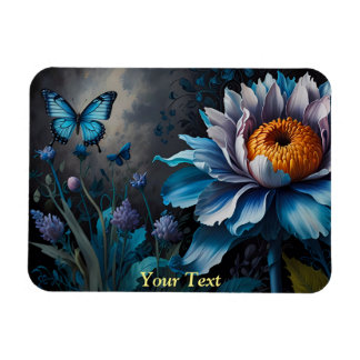 Magnet Flexible Papillons bleus sur Orange Bloom